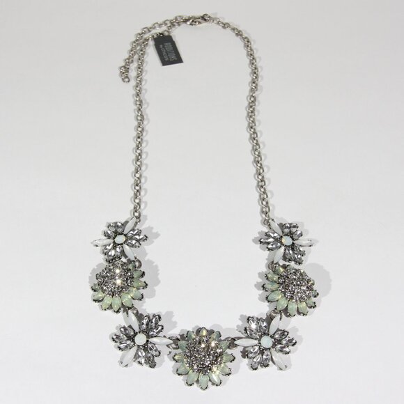 NWT Additions by Chico's Silver Tone Flower Rhinestone Necklace - Picture 3 of 8